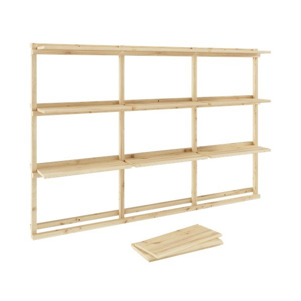Libreria da parete di colore naturale in pino massiccio 192x127 cm Groove – Karup Design-image-4