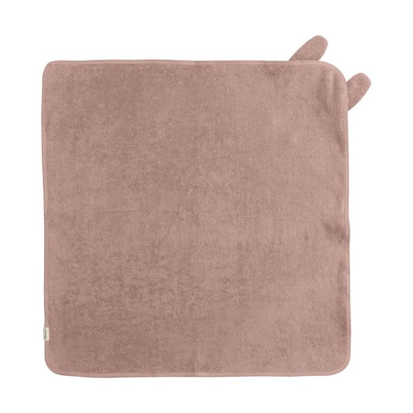 Asciugamano in cotone rosa-marrone con cappuccio 75x75 cm Rabbit - Kindsgut-image-2