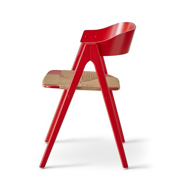 Sedia da pranzo in legno di faggio rosso con seduta in rattan Findahl di Hammel Mette - Hammel Furniture-image-1