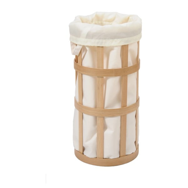 Cesto portabiancheria in legno chiaro con sacchetto bianco Cage - Wireworks