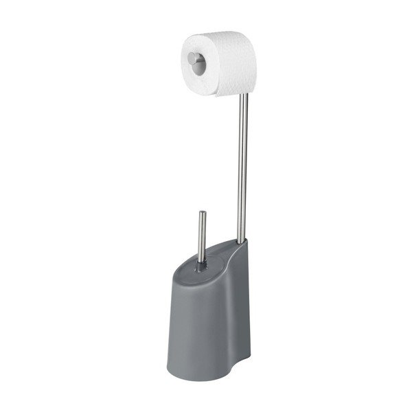 Scopino grigio con porta carta igienica Harbor - Wenko