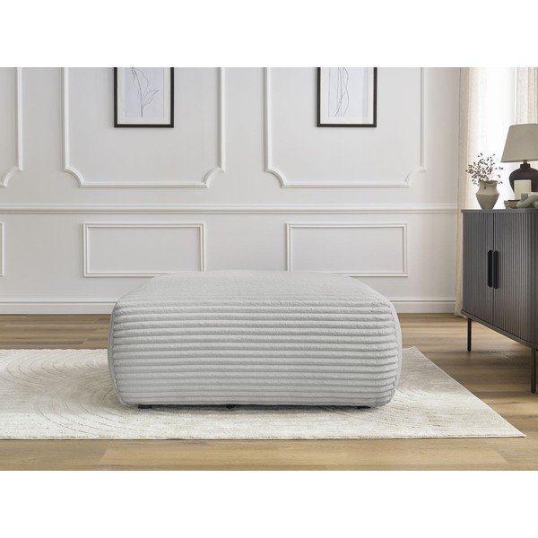 Poggiapiedi in grigio chiaro con rivestimento in velluto a coste Lucien – Bobochic Paris-image-1