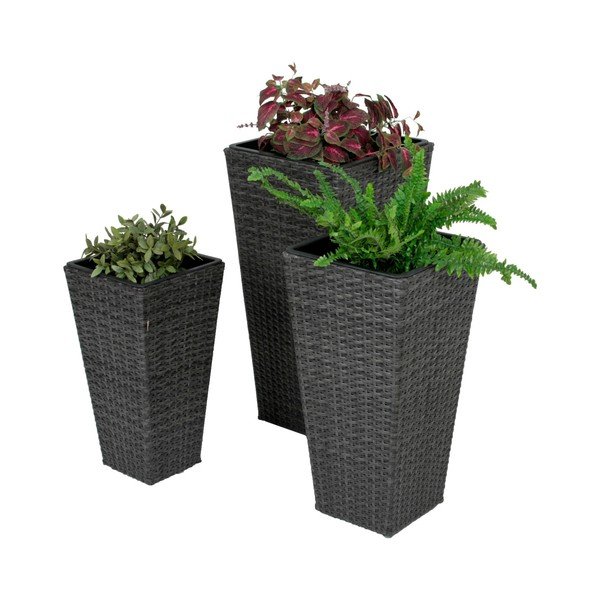 Set di vasi per fiori in rattan artificiale 3 pz Camelia – Garden Pleasure-image-1
