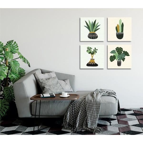 Quadri in set di 4 pezzi 30x30 cm Plants - Wallity-image-1