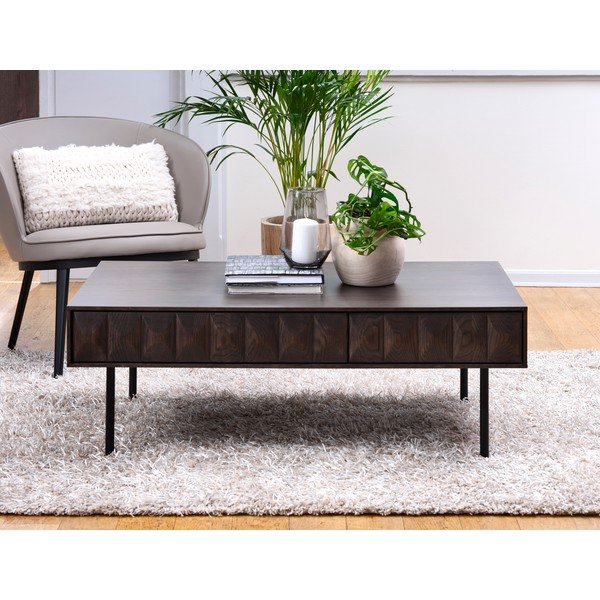 Tavolino nero effetto rovere 71x117 cm cm Latina - Unique Furniture-image-1