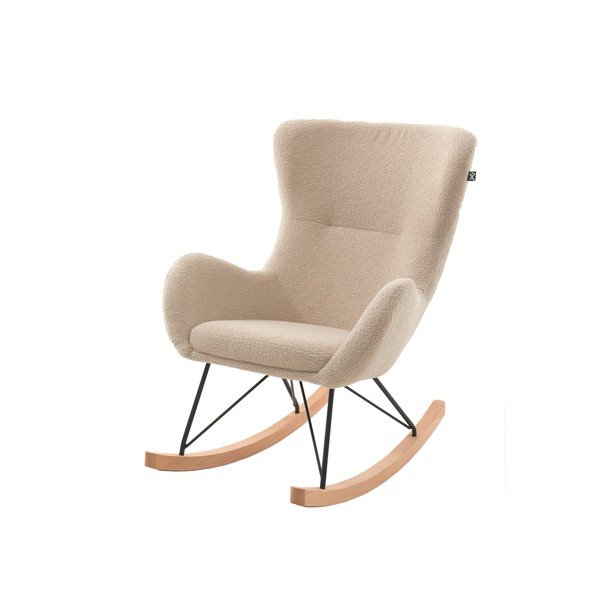 Poltrona per bambini a dondolo beige con rivestimento in bouclé Rocky – Vipack