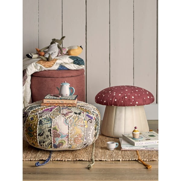 Pouf per bambini in velluto rosso e bianco Lue - Bloomingville Mini-image-4