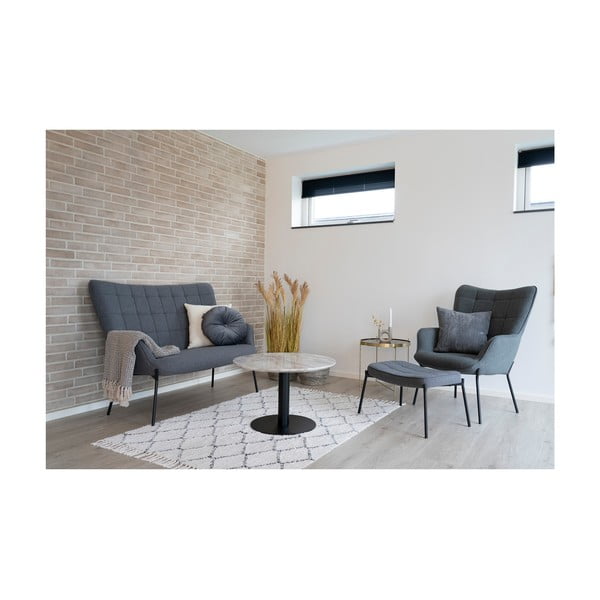 Tavolino rotondo bianco e nero con piano in marmo 70x70 cm Bolzano - House Nordic-image-4