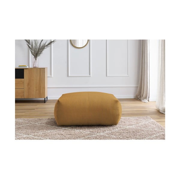 Poggiapiedi giallo con rivestimento in velluto a coste Voltaire – Bobochic Paris-image-1