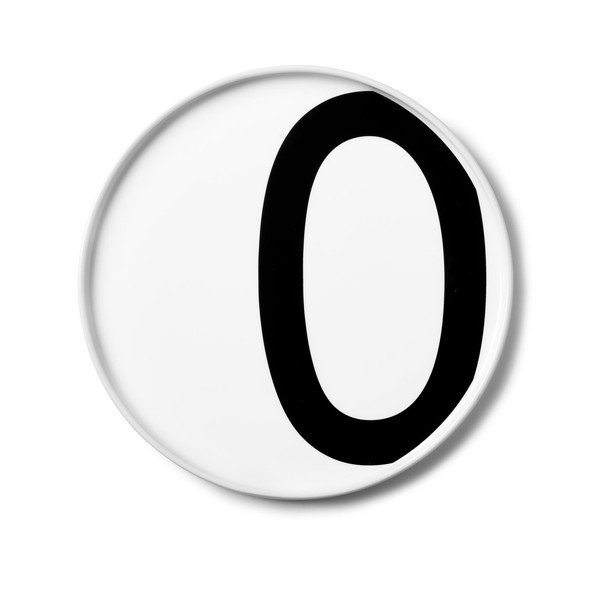 Piatto da dessert in porcellana bianca O, ø 21,5 cm A-Z - Design Letters