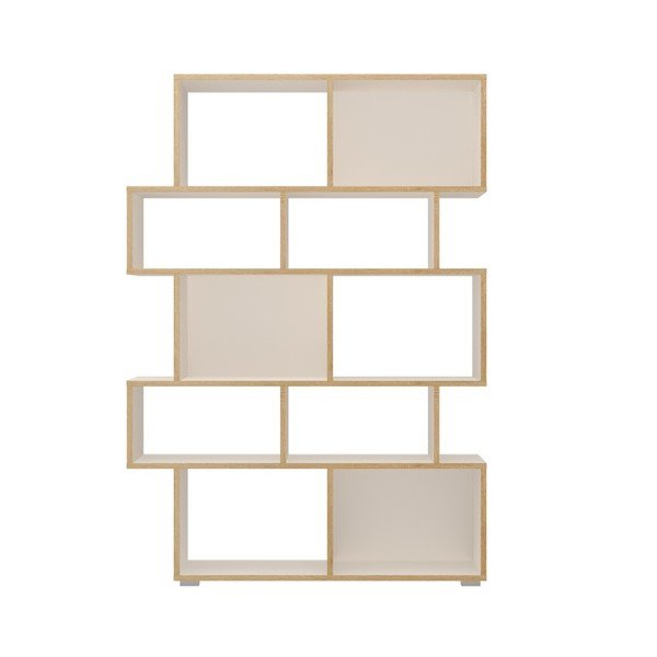 Libreria bianca con bordo in legno 115x160 cm Random Barbara - Tomasucci