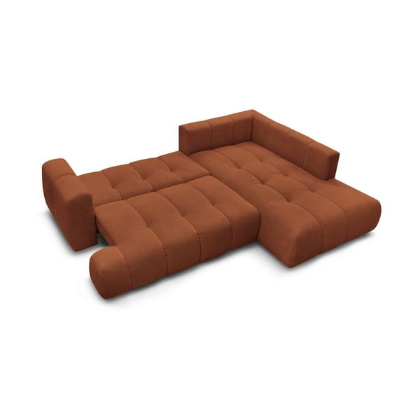 Divano angolare color mattone allungabile e con contenitore (penisola a destra/a L) Fuji – Bobochic Paris-image-4