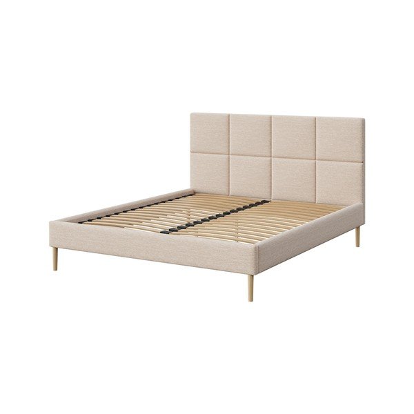 Letto matrimoniale imbottito color crema con rete inclusa 140x200 cm Alano – MESONICA-image-2