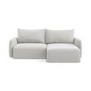 Divano angolare grigio chiaro allungabile/con contenitore (con penisola a destra/con chaise lounge) con rivestimento in velluto Kalena – Makamii