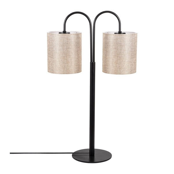 Lampada da tavolo in metallo nero con paralume crema Opviq luci Sifi - Opviq lights