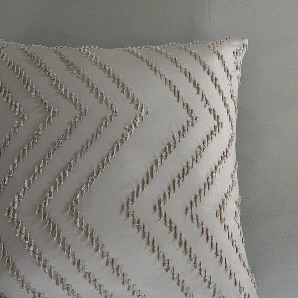 Set lenzuola letto una piazza e mezza in microfibra grigio-marrone 140x220 cm Pure Zigzag - Good Morning-image-2
