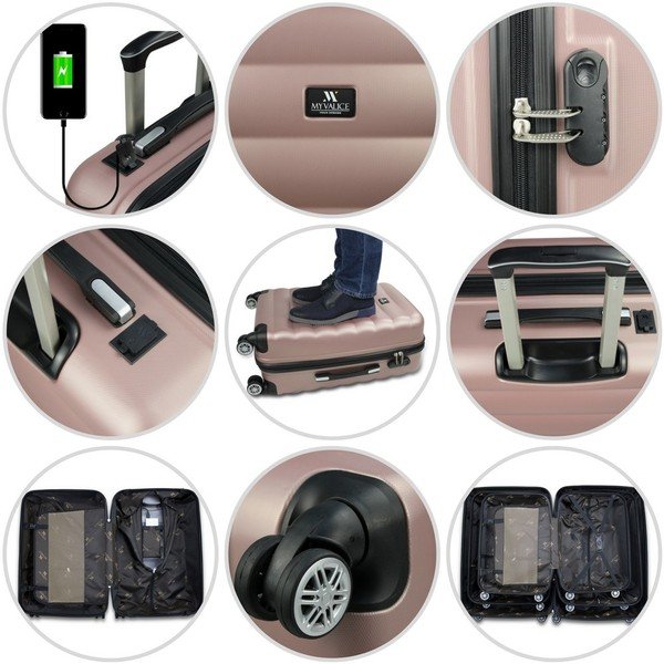 Valigia da viaggio gialla su ruote con porta USB Valigia grande My Valice COLORS RESSNO - Myvalice-image-4