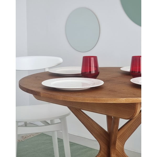 Tavolo da pranzo rotondo con effetto rovere allungabile con estensione ø 90 cm Jubi – Ragaba-image-4