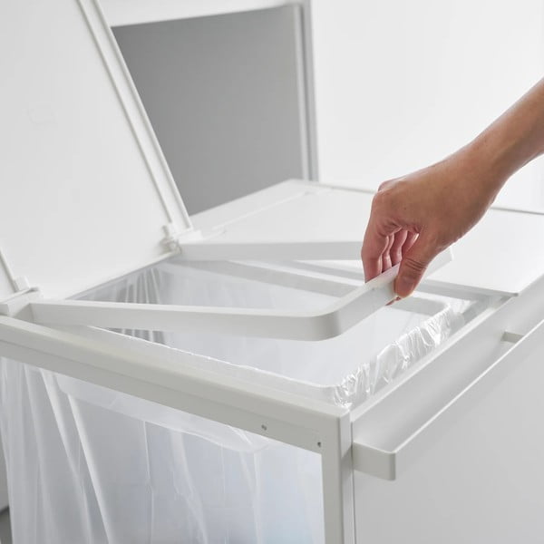 Bidone bianco in metallo per rifiuti differenziati Tower - YAMAZAKI-image-2