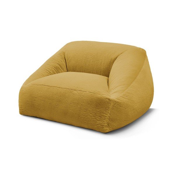 Puof a sacco giallo con rivestimento in pelliccia sintetica Lilibet – Bobochic Paris