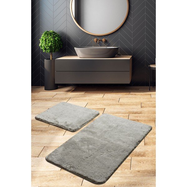 Set di 2 tappetini da bagno grigi - Foutastic-image-1