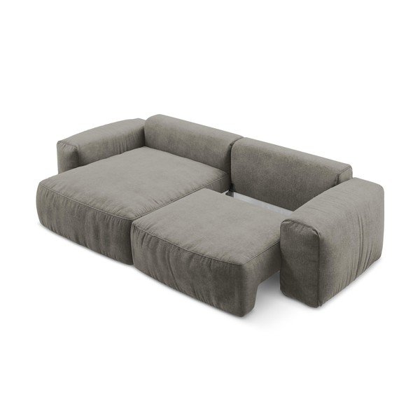Divano angolare grigio allungabile (con penisola a sinistra/con chaise lounge) con rivestimento in ciniglia Kuki – Makamii-image-4