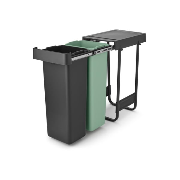 Bidone in plastica da incasso per raccolta differenziata in grigio scuro menta 60 l Sort&Go - Brabantia