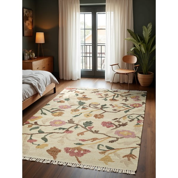 Tappeto color crema in iuta tessuto a mano 200x300 cm Roya Violette – Elle Decoration-image-1