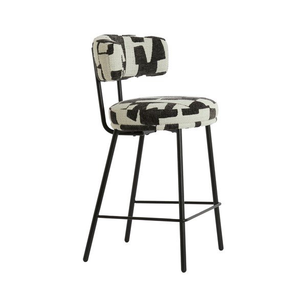 Sgabello da bar nero/color crema imbottito Harvie – Light & Living