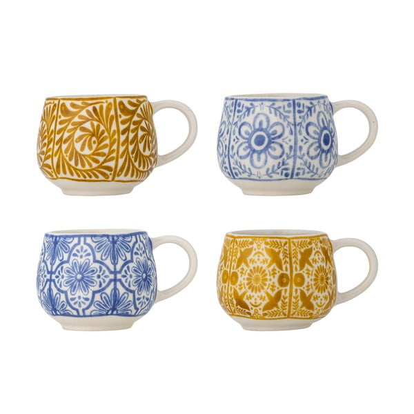 Tazzine in set per espresso blu e arancioni in gres 4 pz 155 ml Milton – Bloomingville