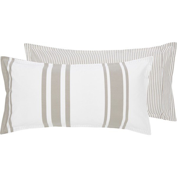 Federa decorativa in cotone beige e bianco, 40 x 80 cm - Westwing Collection