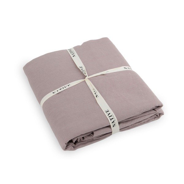 Set copripiumino e federa rosa polveroso in lino per letto matrimoniale 200x200 cm Blush – Native Natural-image-3