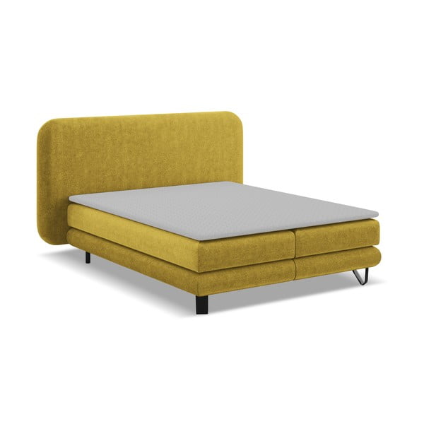 Letto boxspring in colore senape 160x200 cm Ilima - Makamii