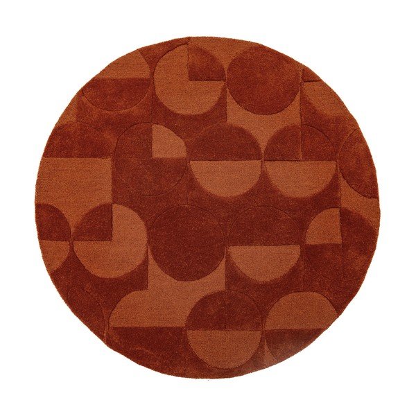 Tappeto rotondo color terracotta in lana tessuto a mano ø 160 cm Gigi – Flair Rugs