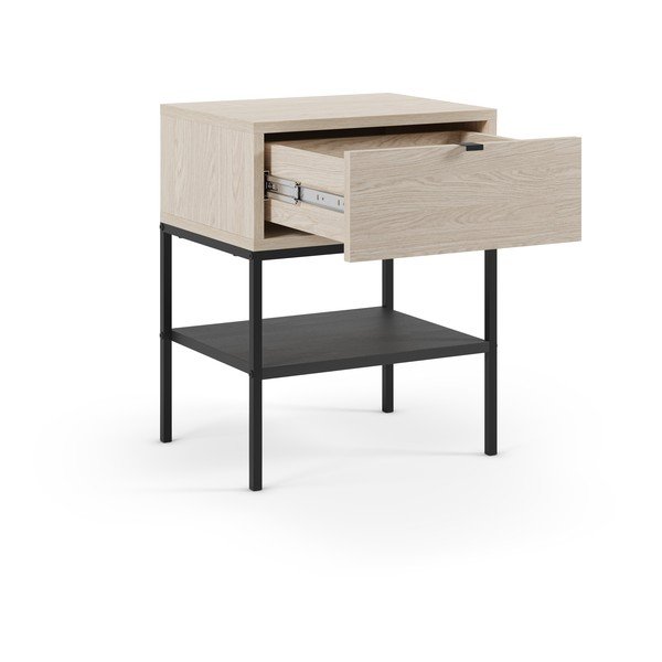 Comodino colore naturale chiaro opaco con ripiani Sali – Marckeric-image-3