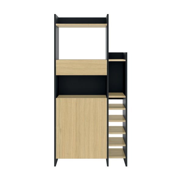 Mobile da vino in rovere con decorazione numero di bottiglie 12 in colore nero e naturale, 77x161 cm Kitchy - TemaHome