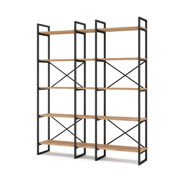 Scaffale in rovere nero/naturale 144x175 cm Dusan - Marckeric-image-2