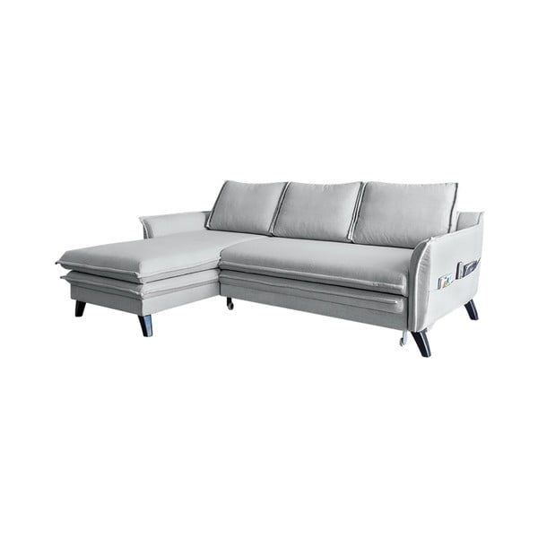 Divano letto angolare grigio chiaro, angolo sinistro Charming Charlie - Miuform