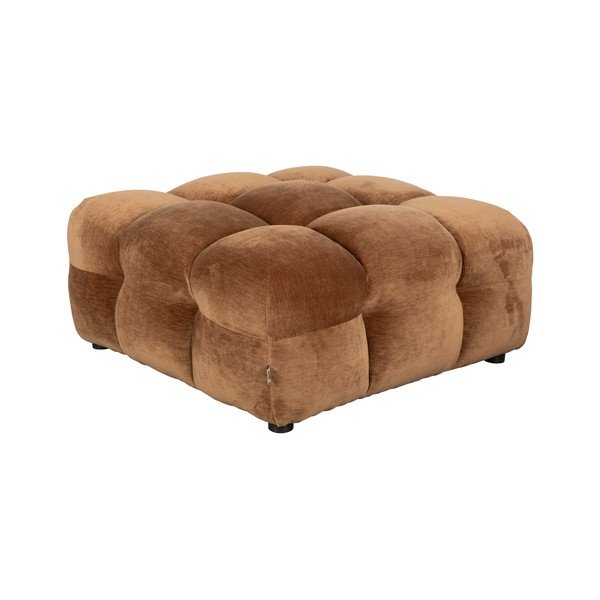 Poggiapiedi componibile marrone con rivestimento in velluto Hackman – Dutchbone-image-2