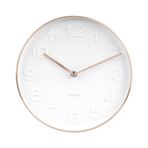 Nástěnné hodiny s detaily v měděné barvě Karlsson Mr. White, ⌀ 28 cm