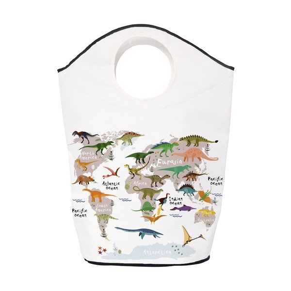 Cestino per bambini in tessuto bianco 57x26x70 cm Dino World Map - Butter Kings