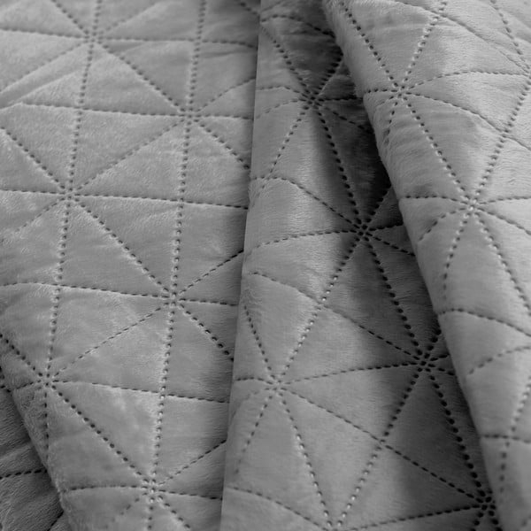 Copriletto trapuntato in velluto grigio chiaro 260x280 cm Laila - AmeliaHome-image-3