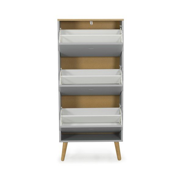 Scarpiera grigia con gambe in legno di rovere a 3 calci Dot - Tenzo-image-2