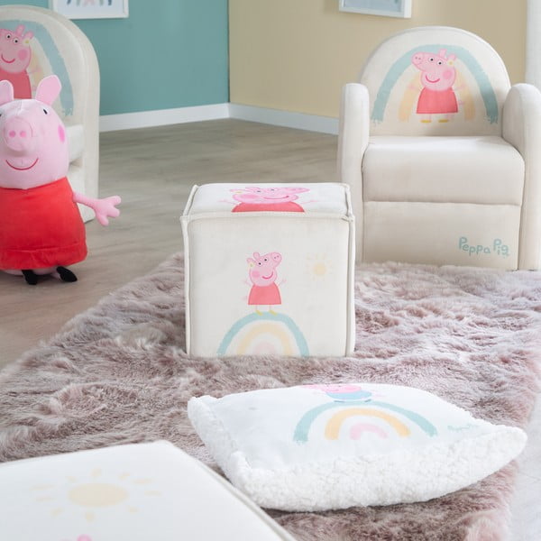 Pouf per bambini in velluto bianco Peppa Pig - Roba-image-3