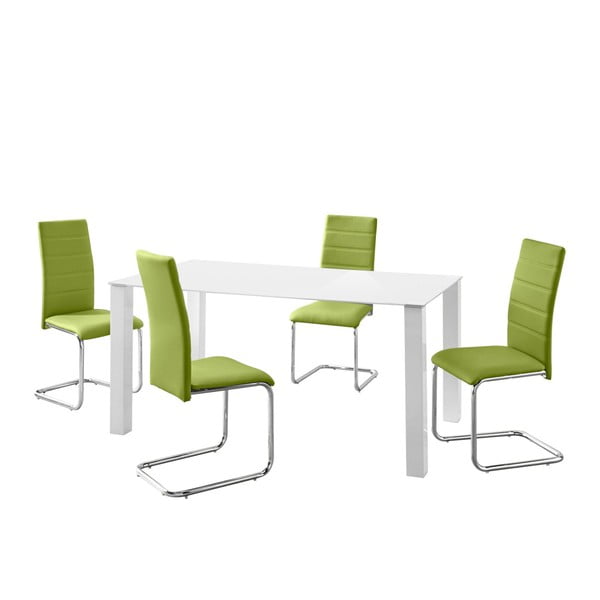 Set di tavolo e 4 sedie verdi Naral - Støraa