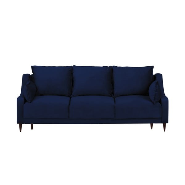 Divano letto in velluto blu con contenitore, 215 cm Freesia - Mazzini Sofas