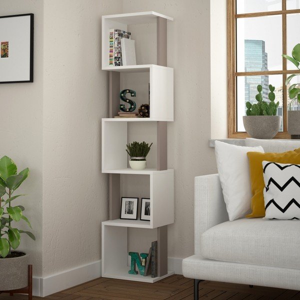 Libreria bianca e marrone Bianco Light Mocha Piri - Decortie-image-1