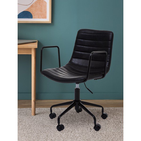 Sedia da ufficio nera in similpelle Forbes – Premier Housewares-image-3