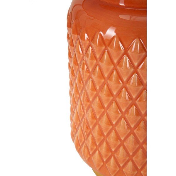 Lampada da tavolo arancione in ceramica con paralume in tessuto (altezza totale 44 cm) – Mauro Ferretti-image-3