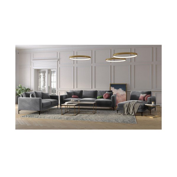 Divano in velluto grigio, 158 cm Harmony - Kooko Home-image-4
